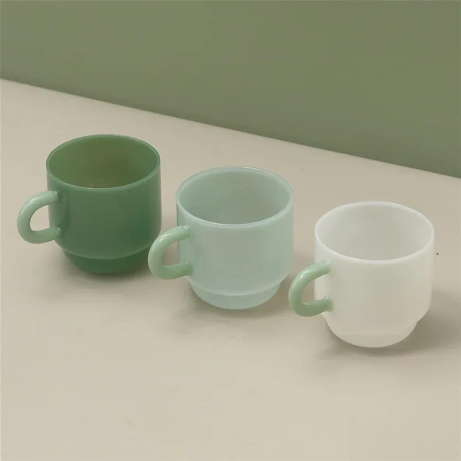 Taza Tea Mugs Jade Mug Retro Green Glass Heat Resistant Tea Cups Glass Coffee Mug Drinkware Drinking Milk Water Coffee Cup 8oz(Ivory)