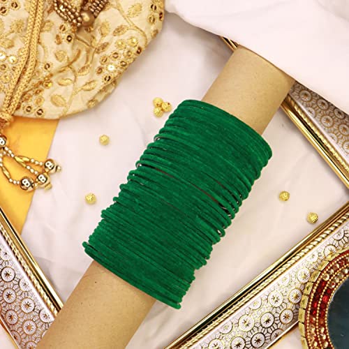 I Jewels Indina Wedding Bollywood Fashion Handcrafted Set of 48 Pcs Plain Metal Velvet Bracelet Bangles Set Jewelry For Women (ADB327)2