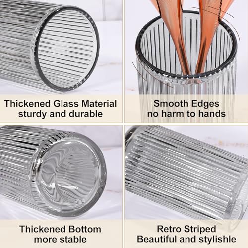 Image of DASITON Makeup Brush Holder Organizer, Crystal Glass Makeup Brushes Storage Holder, Vintage Make Up Brush Cup for Vanity, Pen Pencil Holder for Desk, Toothbrush Holders for Bathroom (Grey L)