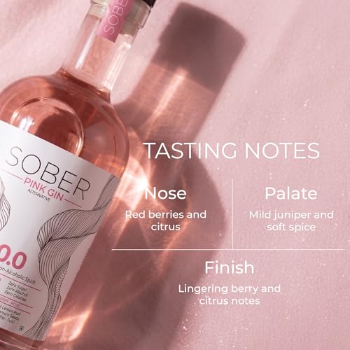 Image of SOBER Pink Gin Alternative | 0.0% ABV Zero Alcohol Drink | Premium Non Alcoholic Gin | Strawberry Raspberry Rose Notes | Sugar Free Zero Calorie | 750ml