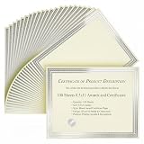 Paper Junkie 100 Pack Bulk Award Certificate Paper - Blank Certificate Paper 8.5 x 11 for Printing - Thick Matte Ivory Cardstock Diploma Papers for Certificates of Appreciation with Silver Foil Border