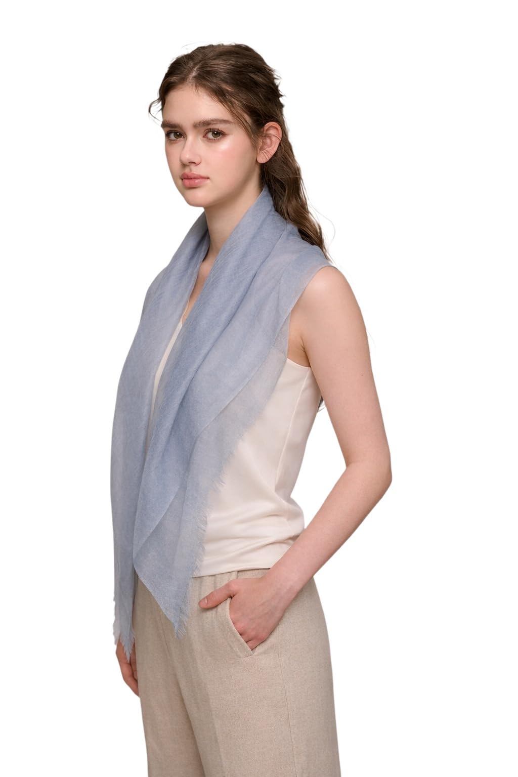 Damen 100% Kaschmir leicht hauchdünn Ring Tuch aus feiner 200 garn Cashmere Fäden für Frühling Sommer