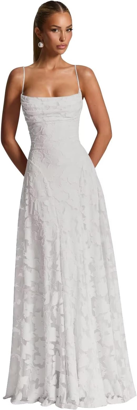 Floral Bridesmaid Dresses for Women Long Cowl Neck A-line Formal Evening Party Gowns