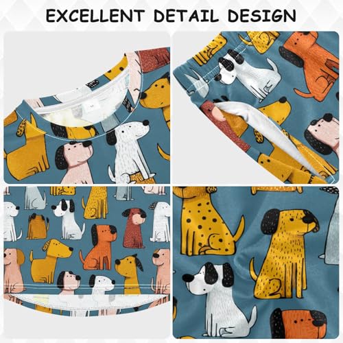 Long Sleeve Pajama Set for Girls Boys Kids,Cute Dogs Sitting Pattern Comfy Nightwear Soft Loungewear,Family Matching PJs Underwear Set 4T3