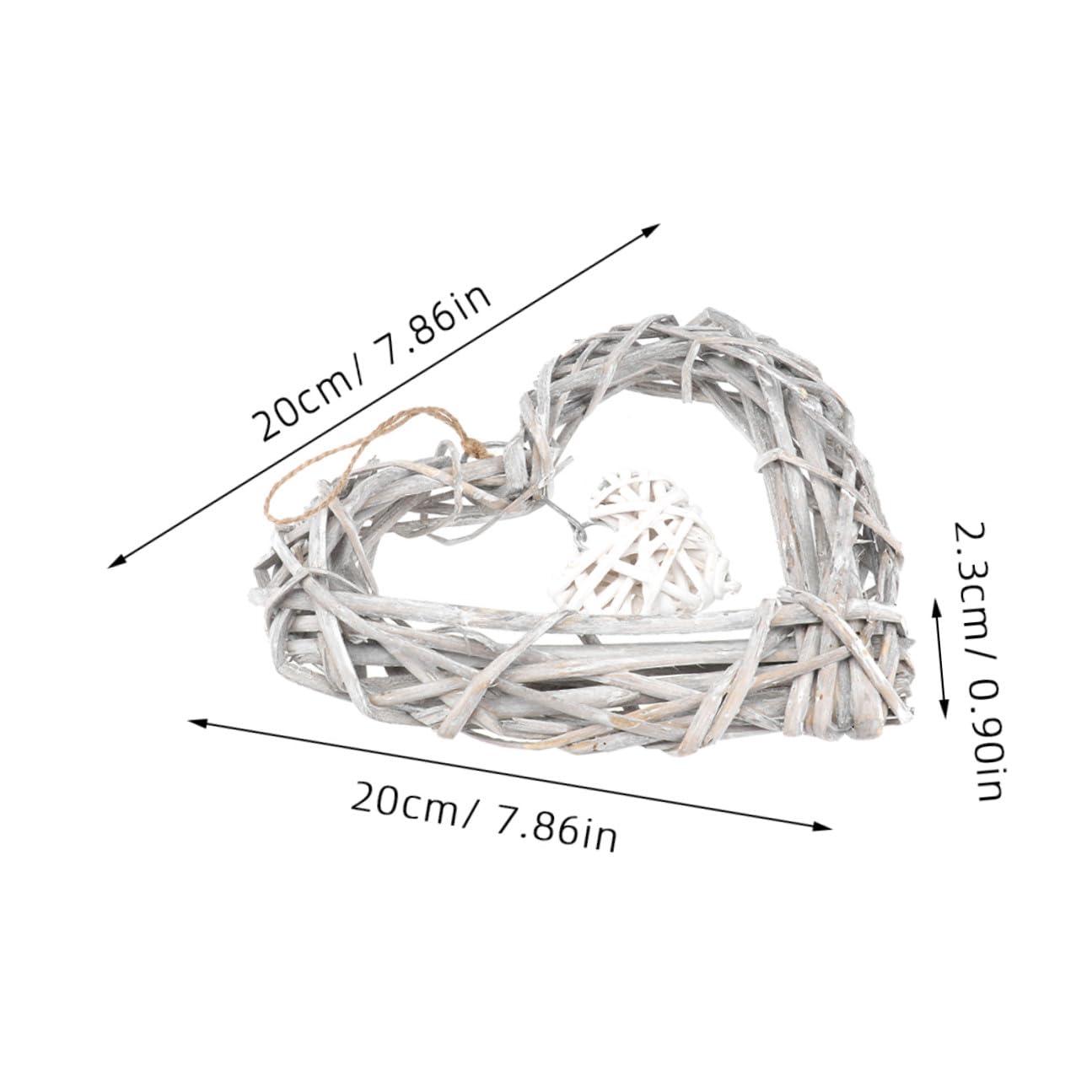 ORFOFE 4 STÜCKE Teiliges Herzförmiges Rattan hängedekor mit Spitze Leichtes Weidenkranz Ornament für Hochzeitsfeier Weihnachtsdeko und Romantische Wandgestaltung
