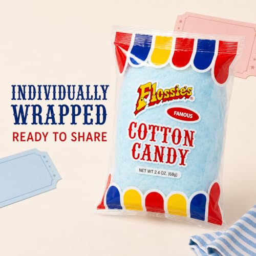 Flossie's Famous Blue-Blueberry Cotton Candy, Flavorful, Light and Fluffy Cotton Candy, Ideal Party Snack for All Ages, 2.4 Ounce (6 Pack) - image 6