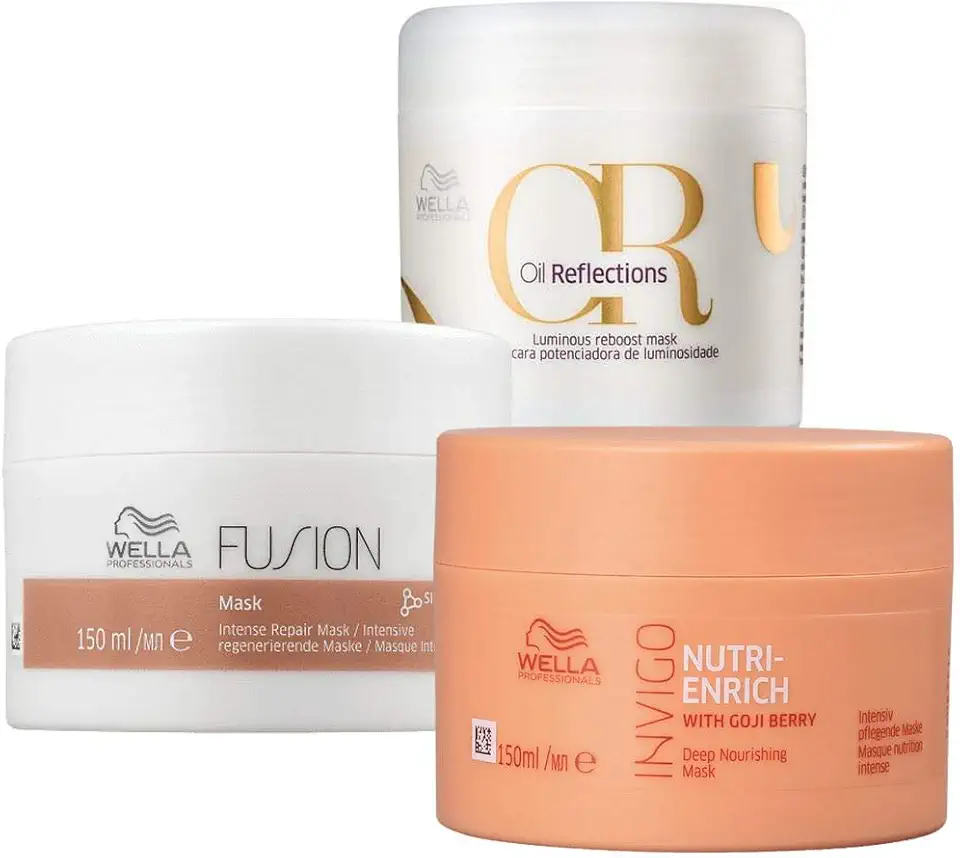 Kit Cronograma Capilar Máscara Fusion + Oil Reflections + Invigo Nutri-Enrich 3x150ml Wella
