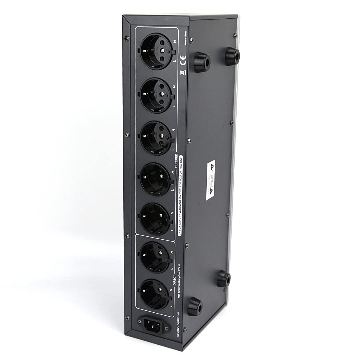 WAudio Filtre de ligne HiFi W-6000S, 7 Prises Multiples avec Voltmètre, Protection contre les Surtensions et Lumière de Phase (Argent)
