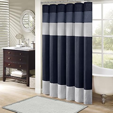Madison Park Amherst Ducha Seda sintética a Rayas Modernas Cortinas de baño Cover