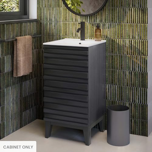 Image of Swiss Madison Cascade 18 inch Bathroom Vanity in Black - Cabinet
