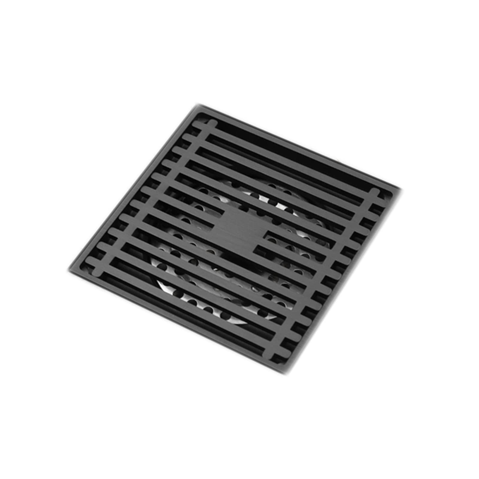 vfdaSWQQ Floor drain, Bathroom Square Shower Drain Brass Floor Drainer Trap Waste Grate Cover Hair Strainer 4 Inch