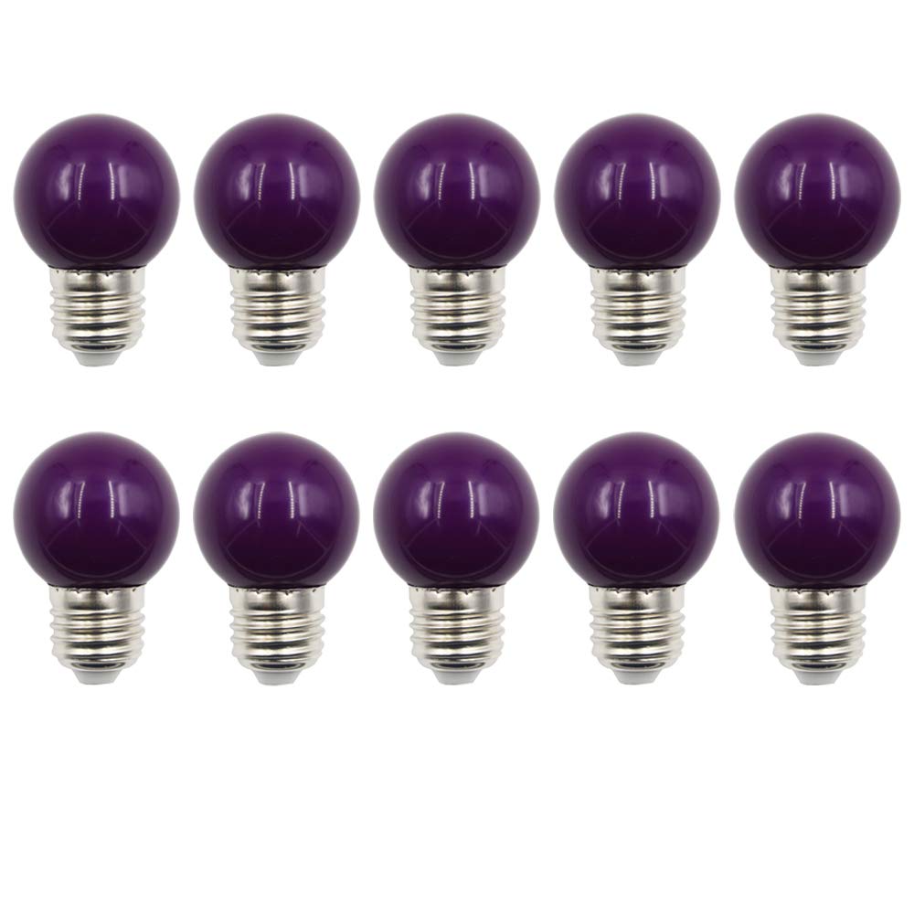 10 Pack E27 G45 2W Screw Cap Coloured LED Light Bulbs Festoon Party Lights for Indoor Outdoor Use