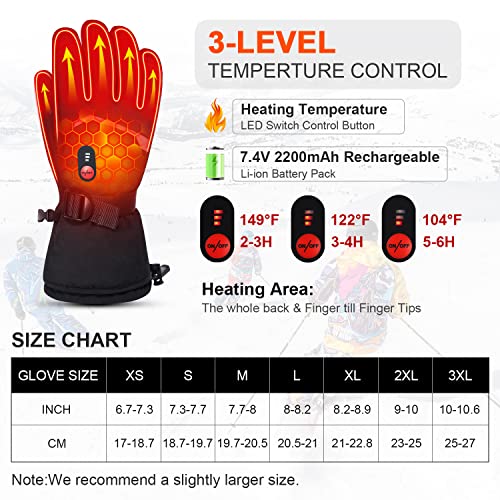 Sun Will Rechargeable Motorcycle Heated Gloves, Winter Gloves with 7.4V 2200mAh Battery for Men Women, Electric Heated… - Image 7
