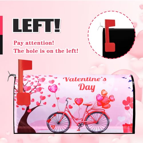 KIOYTLIK Valentine\'s Day Mailbox Cover, Spring 21\" Lx 18\" W Mailbox Cover Suitable for 19 \"x6.5 Standard Mailbox, Valentine\'s Day Yard Decoration (Bike) - Thumbnail 2