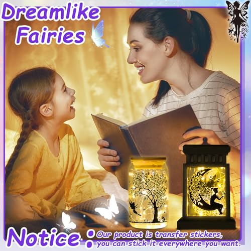 Image of 24 Pieces Fairy Silhouettes Rub on Transfer Stickers for Halloween Crafts