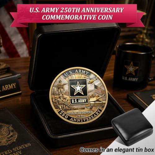 Image of Army 250th Anniversary Coin Navy 250th Anniversary Coin Army Challenge Coin US 250th Commemorative Double-Sided Challenge Coin with Metal Gift Box 1.57 Display army coin army gift army challenge coins