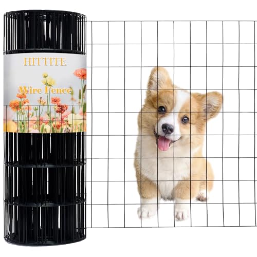 Black PVC Coated Welded Wire Fencing, 72in High x 100ft Long, 2 inch x 3 inch 16GA 2/3/4/5/6 Ft Tall Welded Wire Fence Rolls, Black Metal Garden Fence Wire Roll Garden Fencing for Yard