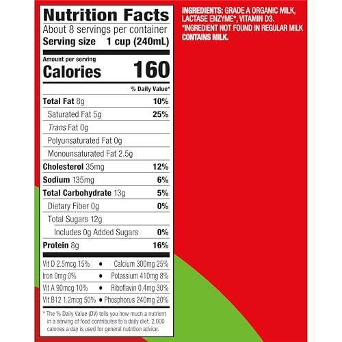 Image of Horizon Organic Lactose Free Milk, Whole Milk, 64 fl oz Half Gallon Carton