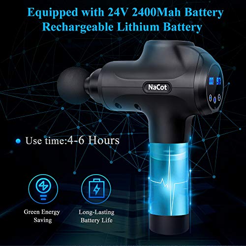 Massage Gun Muscle Deep Relaxation Handheld Massager Gun Deep Tissue Percussion Cordless Body Massage Device Upgraded 20 Adjustable Speeds 6 Massage Heads Quiet - Thumbnail 7