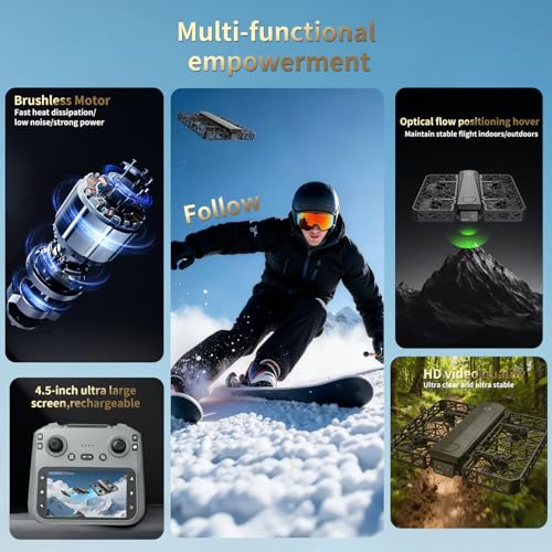 UAVRIAO Foldable Pocket Mini Drone with 2K Camera, Automatic Follow, Selfie Drone, Gesture Control, Smart Flight Paths, One-Click Takeoff/Landing, 360 Grid Protection, Stunt Mode for Adults Beginner - Image 6