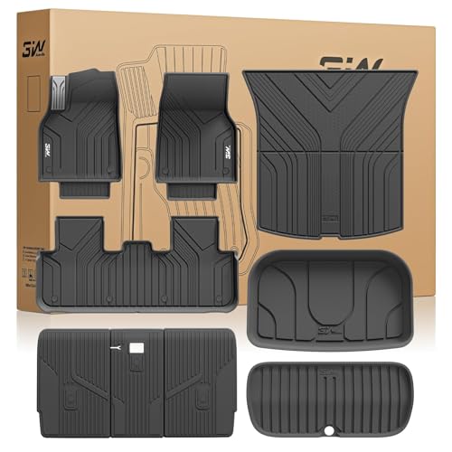 3W Tesla New Model Y Juniper Floor Mats and Cargo Liners, TPE Floor Liner for 2025 2026 Model Y, Trunk Mats & Seat Back Cover Protector, Tesla Model Y Juniper Accessories(Not For Standard), Vigormold™