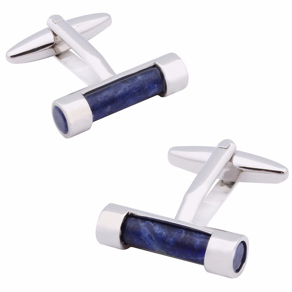 Gemelli in pietra per camicia francese da uomo Gemelli cilindrici semplici con gioielli di moda in pietra naturale per matrimonio (D 21 * 6mm)
