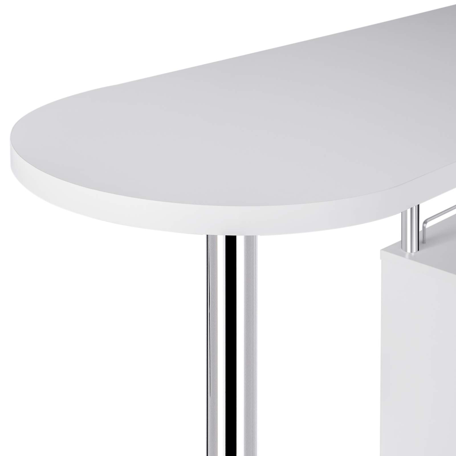 WOLTU Table de Bar avec 3 Tablettes et Porte-Bouteilles, Table de Cuisine Haute en MDF et Métal, Mange Debout pour Bar, Cuisine, Salon, 113 x 40 x 105 cm, Blanc