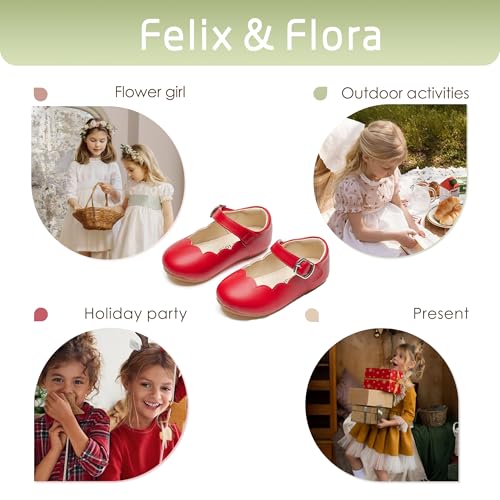 Image of Felix & Flora Toddler Flower Girl Dress Shoes - Baby Girl Ballet Mary Jane Flats for Party School Wedding