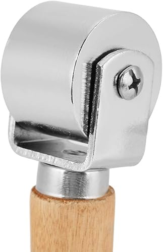 Miniatura 8 de TOPINCN Rodillo de prensa de cuero, mango de madera, herramienta de laminación de acero al carbono, rodillo de pegamento para cuero, rollo de metal