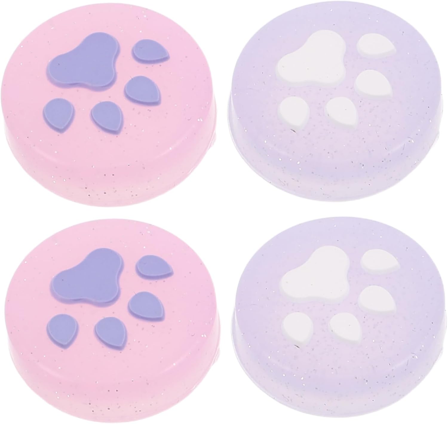 Veemoon 4pcs Cat Claw Thumb Grips Caps Soft Silicone Button Covers for Gaming Console Animal Theme Joystick Design Night Glow Grip Accessories