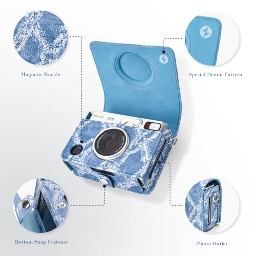 Rieibi Camera Case for Fujifilm Mini EVO, Vintage PU Leather Protective Case for Fuji Mini EVO Instant Camera - Image 4