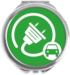 Big Plug Energy Vehicles Protect Environment Hand Compact Mirror Round Portable Pocket Glass