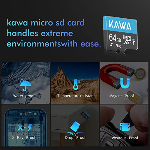 KAWA 64GB Micro SD Card, High Endurance Video Monitoring Card, microSDXC Flash Memory Card, A1, U3, Class10, V30 - Image 4