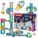 Hippococo Magnetic 3D Building Blocks with Marble Run Game: New Innovative STEM Educational Toy for Boys/Girls, Durable, Sturdy & Safe Construction Set, Promote Kids Creativity & Imagination (32 PCS)