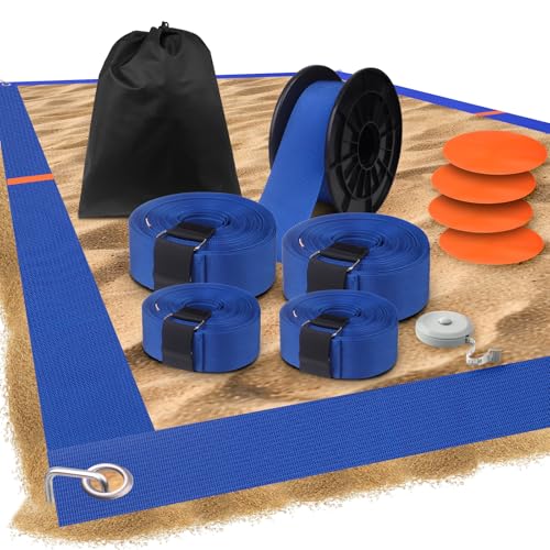 Enjoyard Linea di campo da beach volley Beach Volley Corte di confine e linea di fine 16 m X 8 m Beach Volley Ufficiale Dimensioni del campo da pallavolo sabbia Set di linee