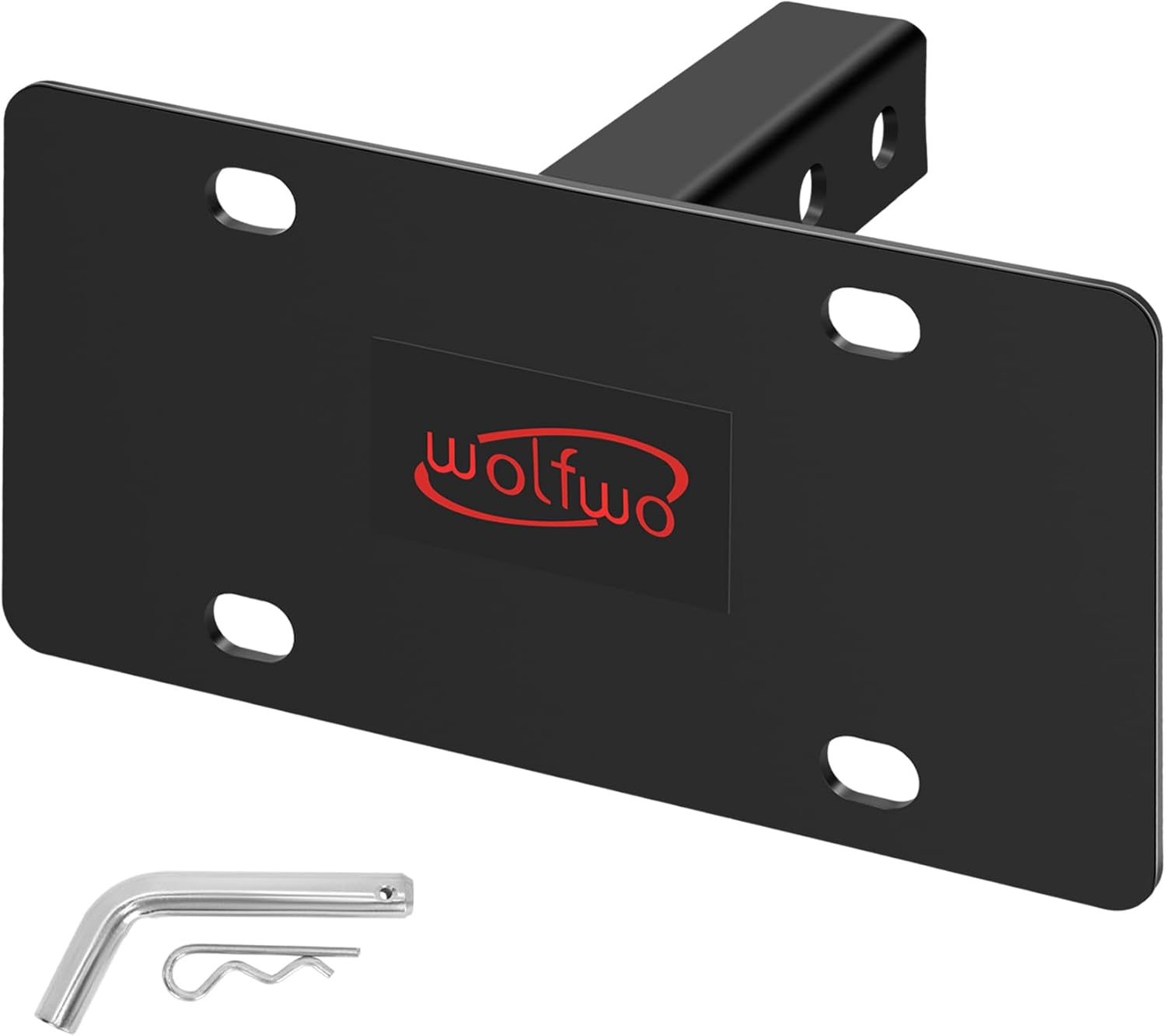 Wolfwo Trailer Hitch License Plate Holder Bracket-Trailer License Holder 2-Inch Receiver,Universal Fit for Truck/SUV/RV-5.2 mm Thick High-Strength Steel-Trailer License Plate Holder Anti-Rust Coating