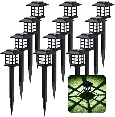 Beassla Solar Outdoor Lights 12 Pack, 12 Hrs Long-Lasting Waterproof Pathway Lights Solar Powered Auto On/Off, Solar Garden Lights Decorative for Landscape Walkway Driveway Patio Yard & Lawn