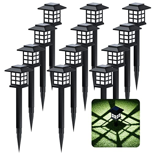 Beassla Solar Outdoor Lights 12 Pack, 12 Hrs Long-Lasting Waterproof Pathway Lights Solar Powered Auto On/Off, Solar Garden Lights Decorative For Landscape Walkway Driveway Patio Yard & Lawn #TOP13