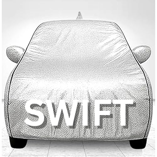 Image of 100% Waterproof Car Cover for Swift Protection, Dustproof, Windproof | Custom Fit with Mirror Pockets, Belt & Buckle | All Weather Outdoor Body Cover (Silver, Swfit)