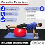 Cando 30-1800 Blue Non-Slip PVC Vinyl Inflatable Exercise Ball, 12" Diameter, 300 lbs Weight Capacity - Image 2