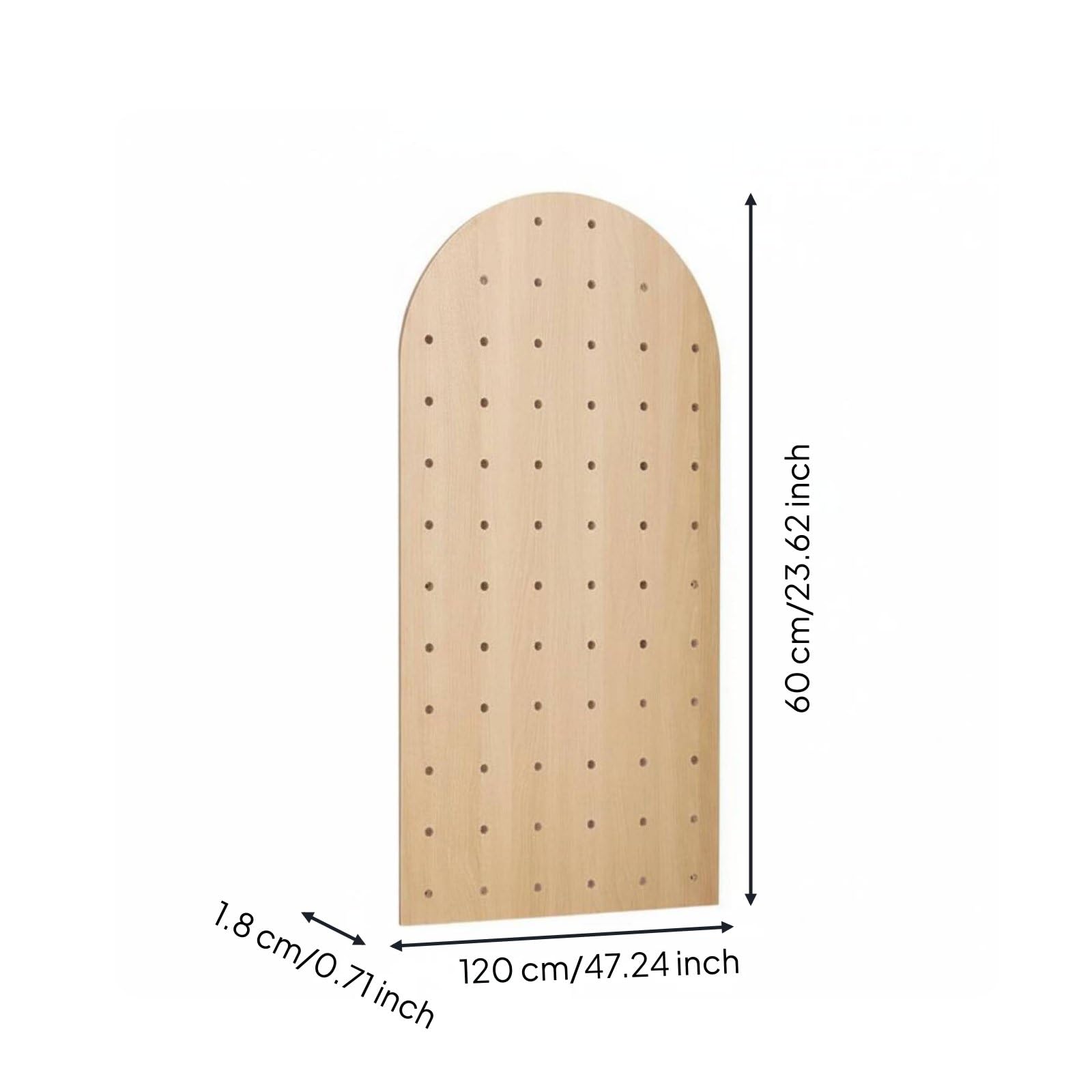Estantería de Pared Organizador de Tablero Perforado Estante Perchero Soporte Tablero Ajustable con Estantes y Pernos Móviles Decoración Limpia Estilo, Madera Natural A
