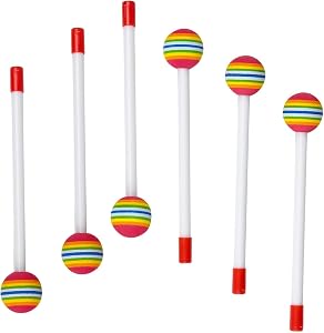 6 Pcs Lollipop Felt Drum Stick, Soft Lollipop Drum Timpani Mallets Foam Head Percussion Sticks, Rainbow Plastic Drumsticks, Children Percussion Drumsticks, Musical Instrument Accessories