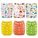 ALVABABY Baby Cloth Diapers One Size Adjustable Washable Reusable for Baby Girls and Boys 6 Pack with 12 Inserts 6DM12