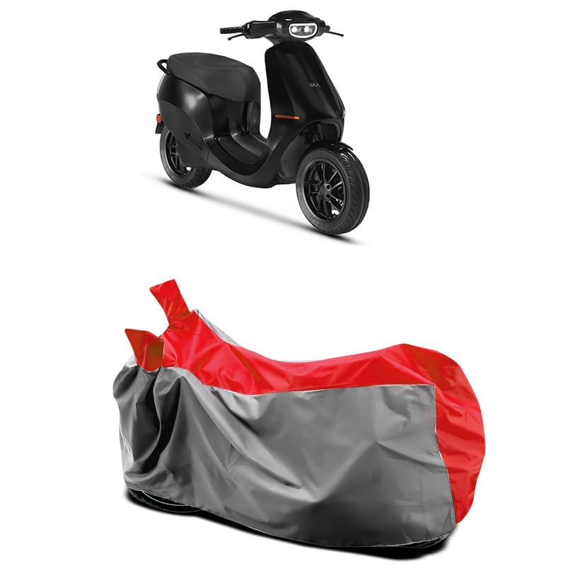 Image of DUFFEL-Two Wheeler Bike Body Cover Compatible for Ola S1 Pro Heat Protectio /UV-Rays /Birds Dropping /DustProof /Waterproof All Variants [Gray Red]