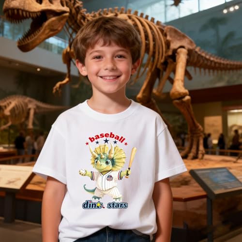 Image of Dinosaur Shirt for Kids Boys Girls Funny Toddler Dino Short Sleeve Graphic Cotton Tee Top 2-7T