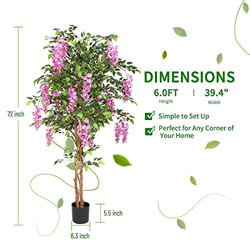 The Bloom Times 6Ft Fake Wisteria Tree Artificial Plants For Home Decor Indoor 6 Feet Tall 72 Inch #TOP1