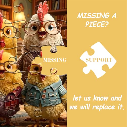 Rompecabezas de pollos divertidos para adultos, 1000 piezas, rompecabezas jigsaw con gafas, rompecabezas de animales tiernos, rompecabezas difícil e imposible para adultos miniatura 7