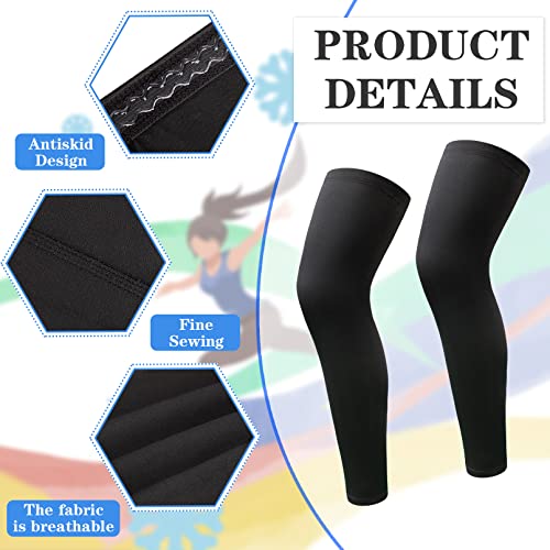 2Pairs Leg Sleeves,Full Leg Compression Sleeve,Compression Long Knee Sleeve,Sports Compression UV Long Leg Sleeves with Anti-slip Silicone Strips for Men Women Running Basketball Football(White&Black)4