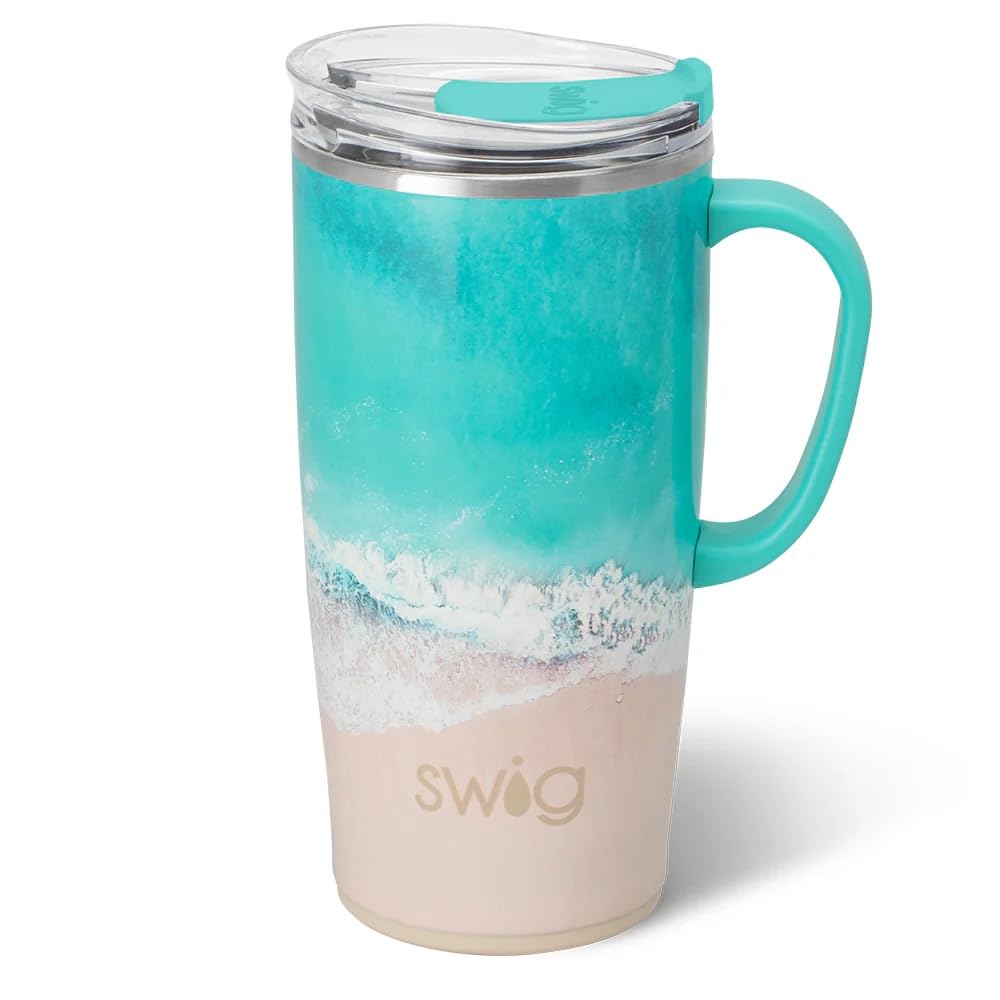 Swig Life 22oz Travel Mug, Insulated Tumbler with Handle and Lid, Travel Coffee Mug, Cup Holder Friendly, Stainless Steel 22 oz Tumbler, Reusable