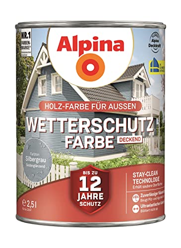 Alpina Holzfarbe für Aussen silbergrau 2,5L